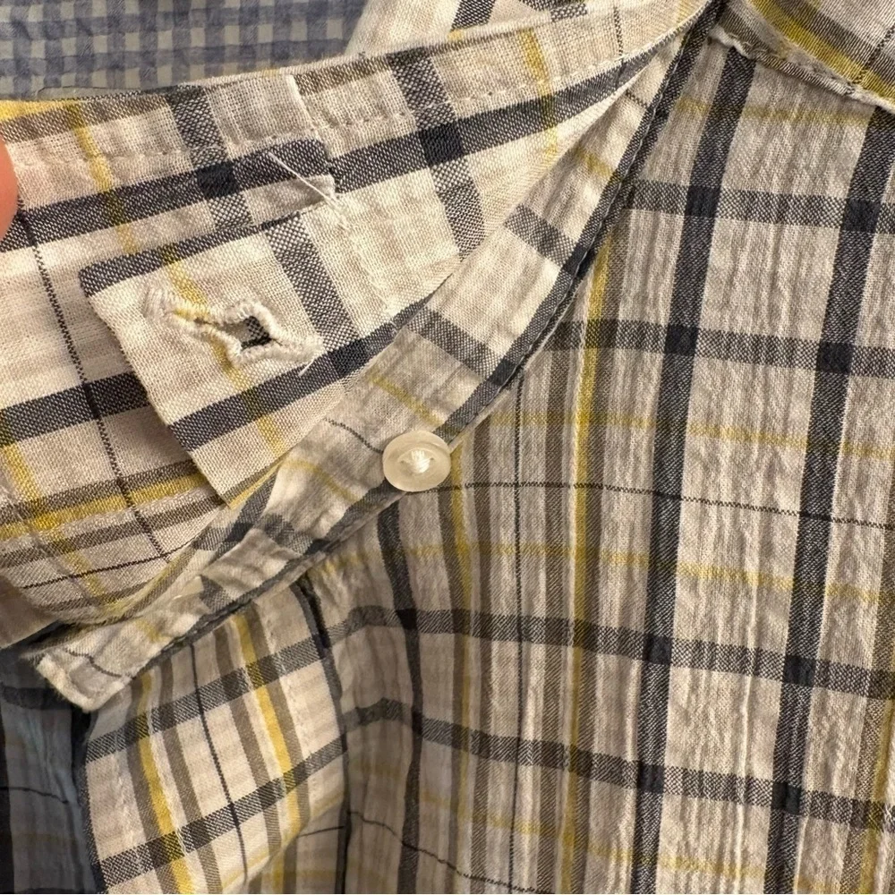 Hickey Freeman Multi-Color Plaid Shirt Button Up Long Sleeve Mens L Large Cotton